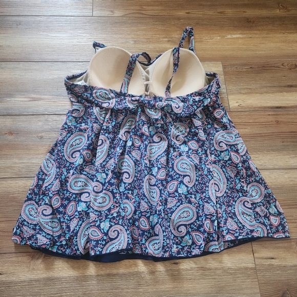 Catherines Tankini Top Womens 20W Blue Paisley - Picture 3 of 4